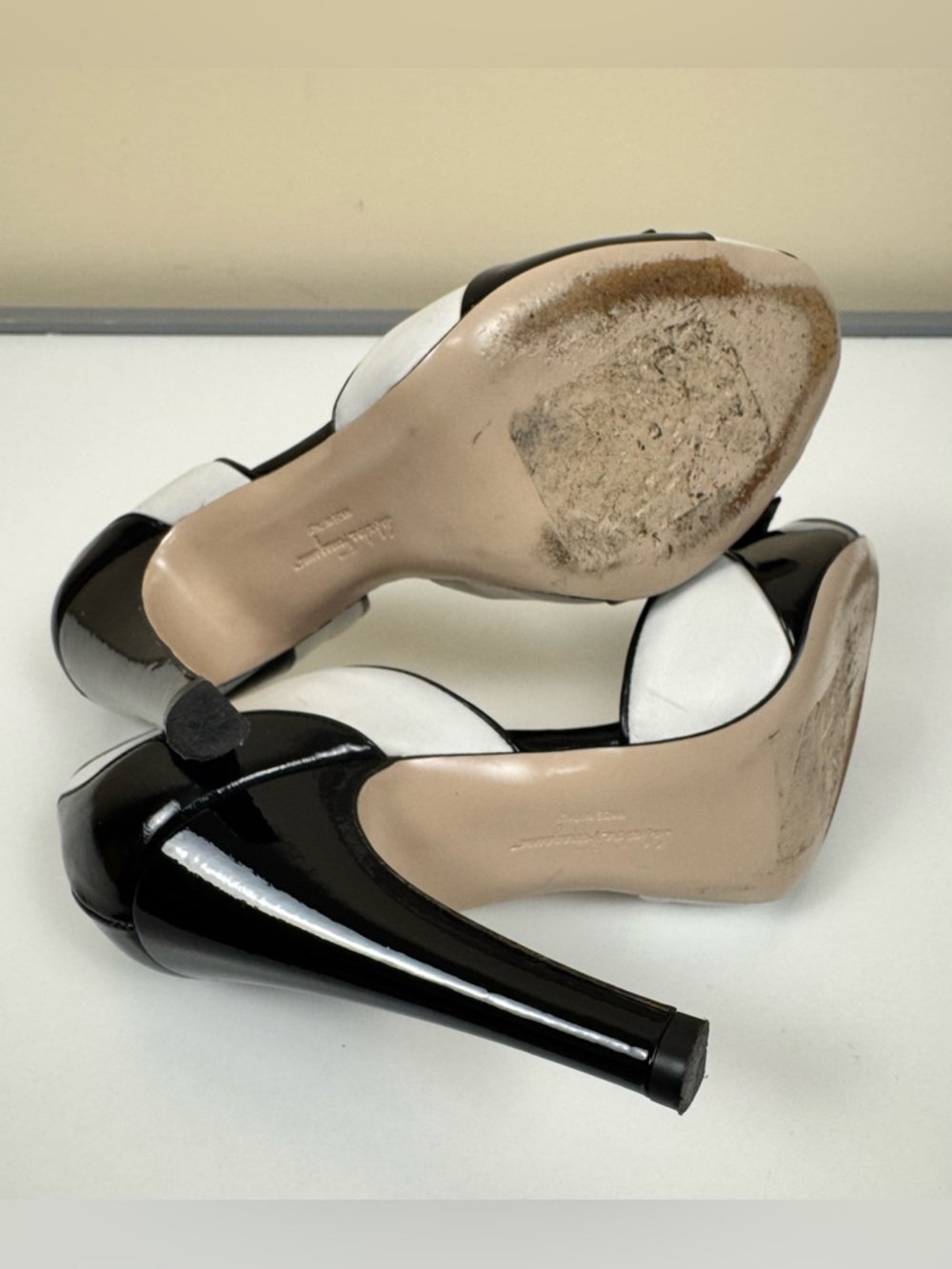 Salvatore Ferragamo Manuela 11 BCM Patent Leather Peep Toe Pumps - Picture 10 of 10